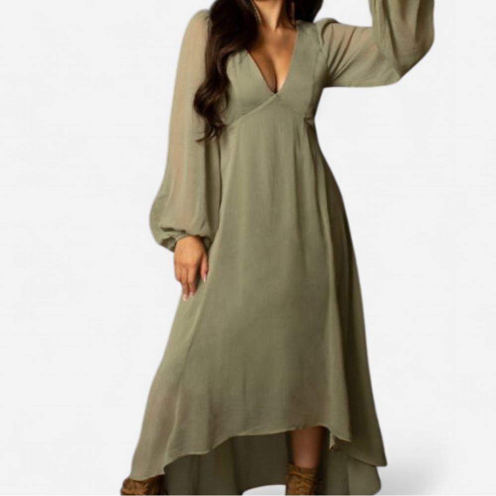 Joyfolie Crystal Green Maxi Boho Dress